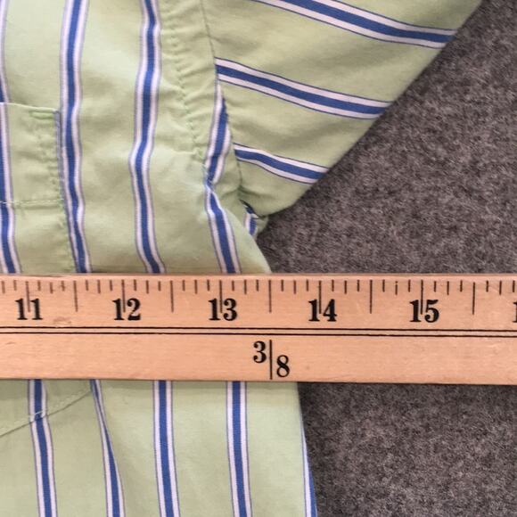 Gap Boys Sz XS 4/5 Green and Blue Button Striped Shirt 100% Cotton‎ - Picture 8 of 10
